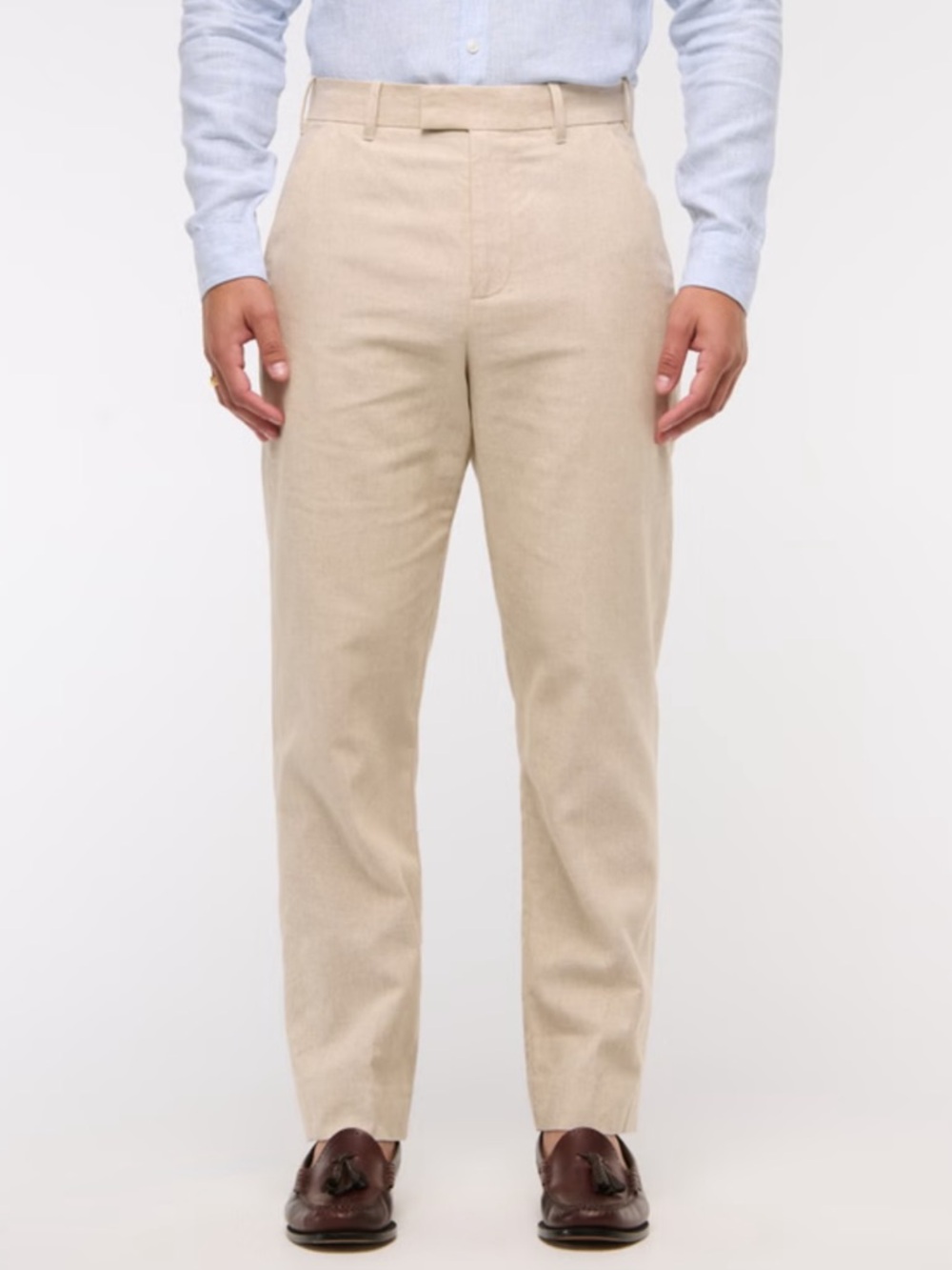 Men’s A&F Collins Athletic Fit Linen-Blend Suit Pant